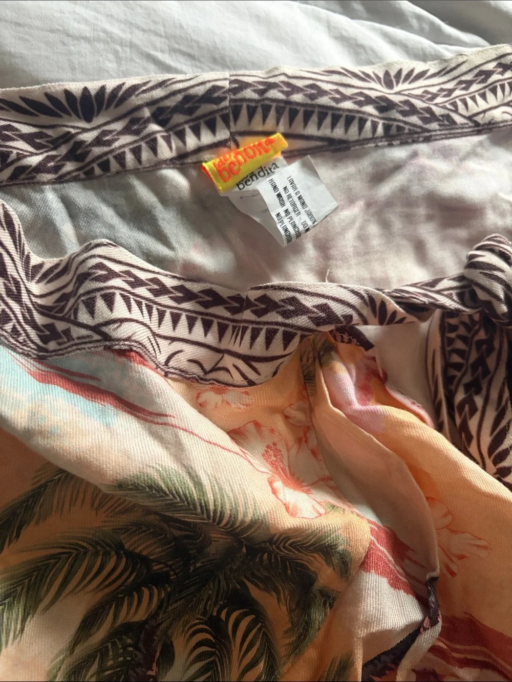 Tropical Peach Palm Print Swim Sarong Wrap